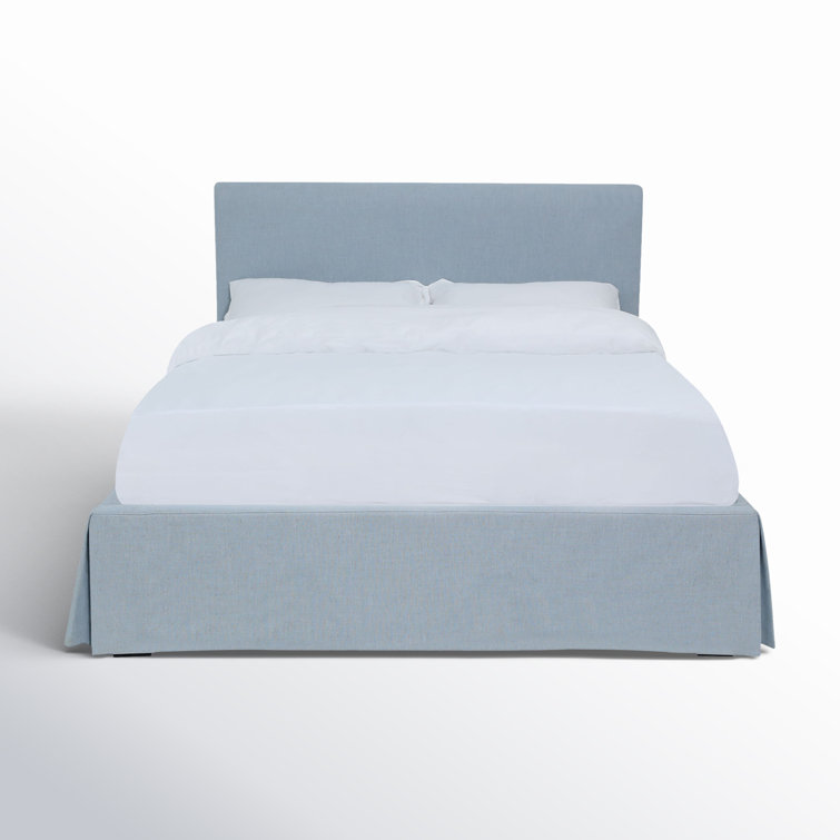 Sky Blue King Upholstered Linen Storage Panel Bed