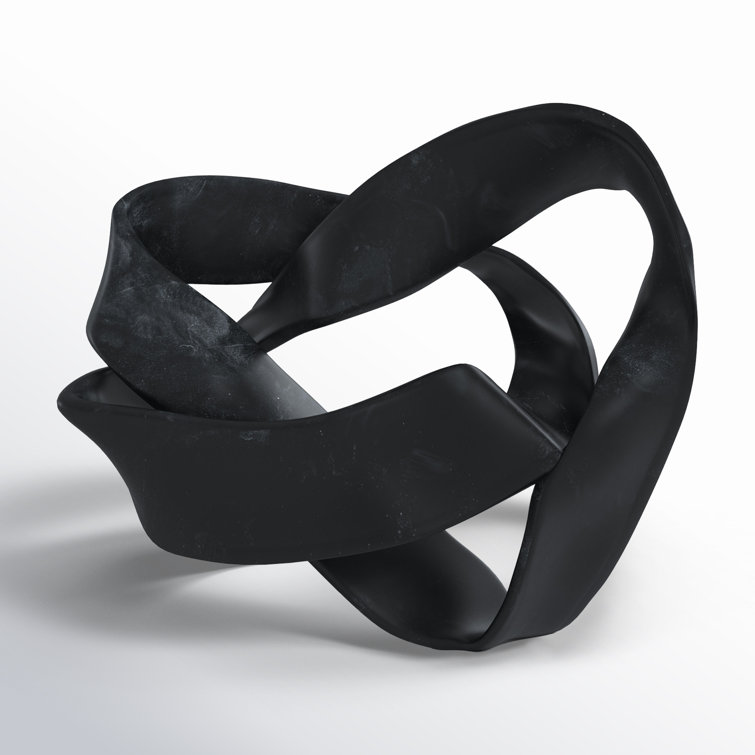 Black Resin Tangled Modern Sculpture