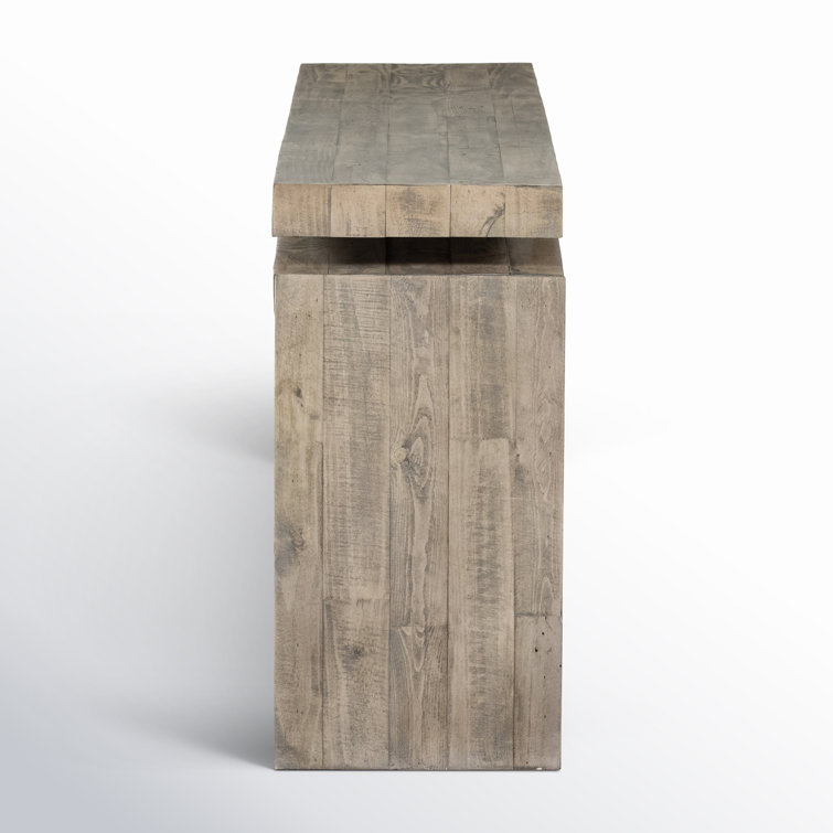 Weathered Wheat Reclaimed Pine Console Table with Storage