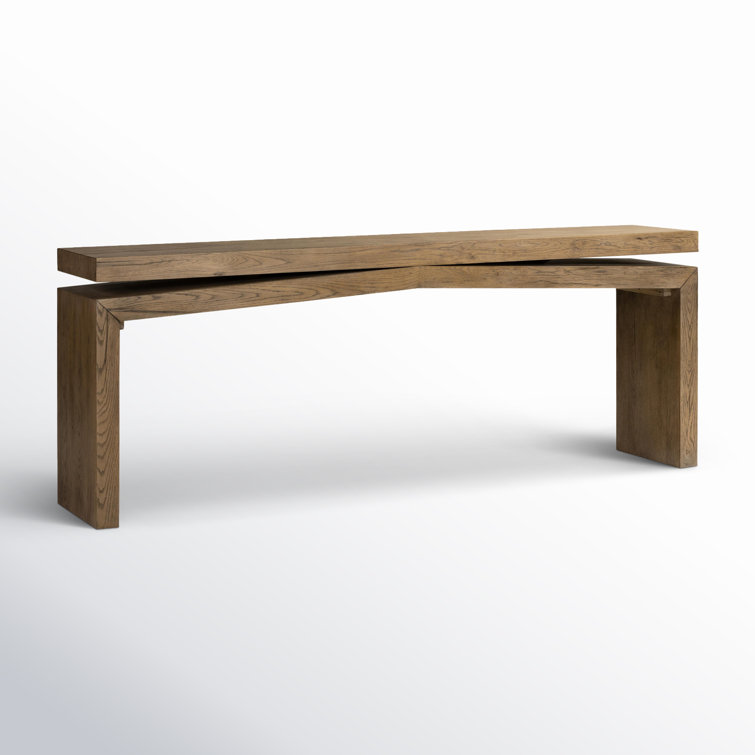 Rustic Gray Oak Veneer Console Table with Storage