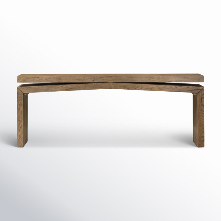 Rustic Gray Oak Veneer Console Table with Storage