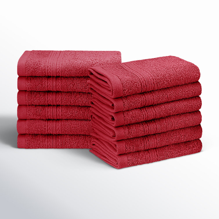 Eco-Friendly Cranberry Cotton 12-Piece Bathroom Towel Set