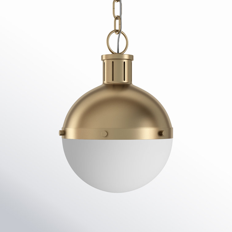 Satin Brass Mini Globe Pendant with Smooth White Glass Shade