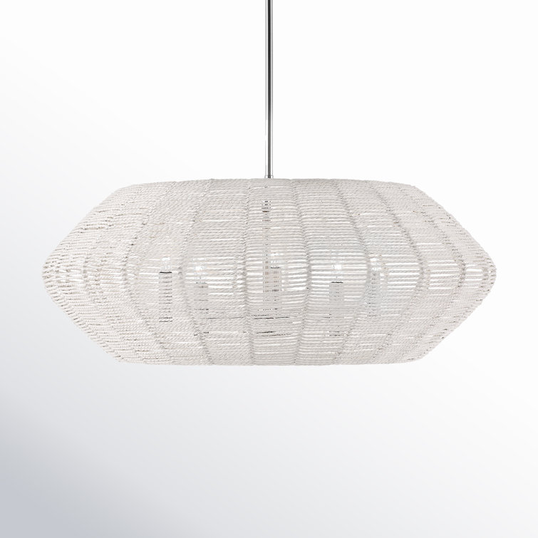 Luca Polished Chrome 5-Light Chandelier with Natural Rattan Shade