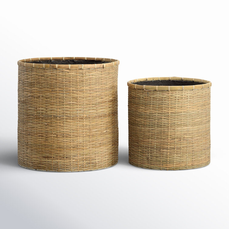 Natural Wicker Indoor Pot Planter Set of Two