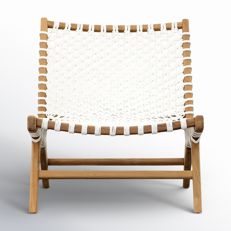 Mario White and Teak Outdoor Lounge Chair