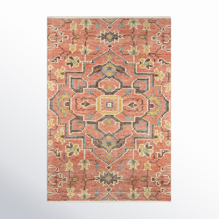 Ophelia Red Hand-Knotted Wool Medallion Area Rug