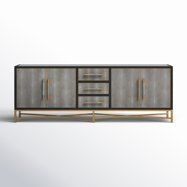 Mako Large Black Oak Sideboard with Antique Gold Finish