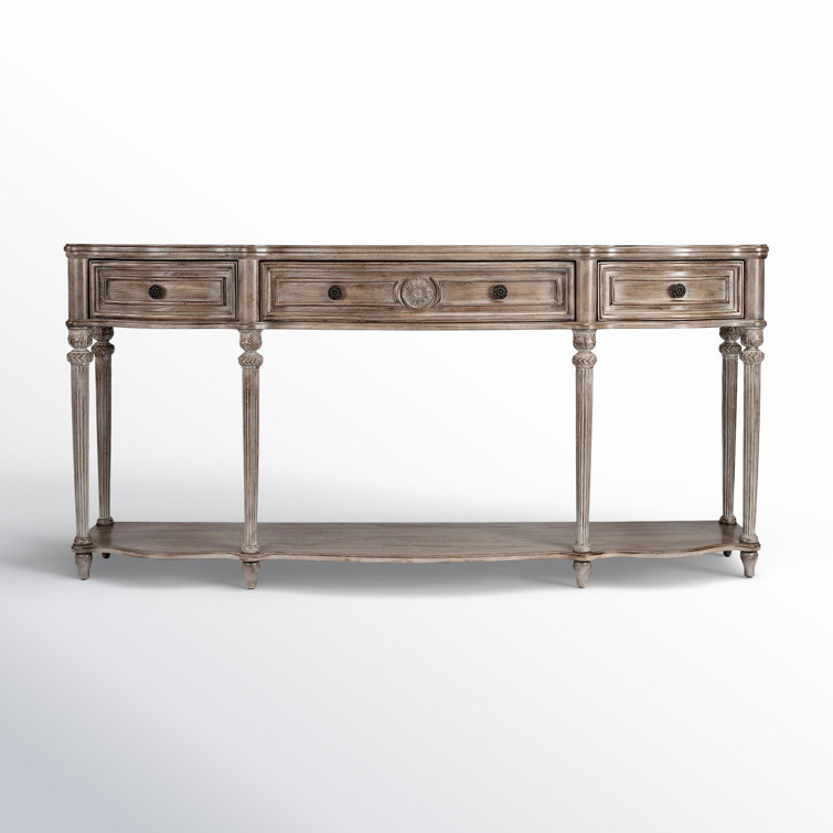 Peyton Driftwood Elegance Console Table with Acanthus Leaf Detail