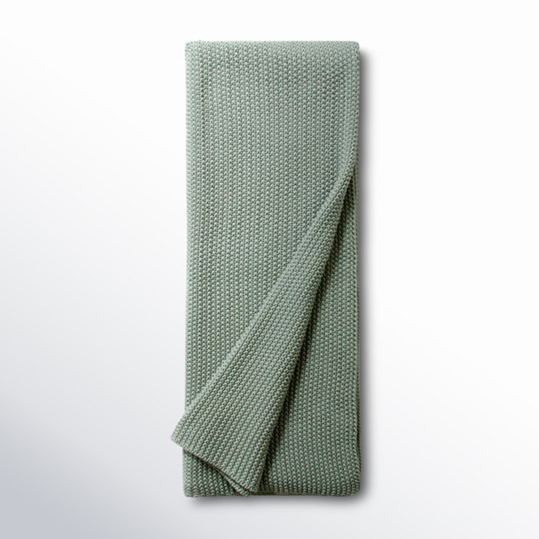 Seaglass Cotton Knitted Machine Washable Throw Blanket