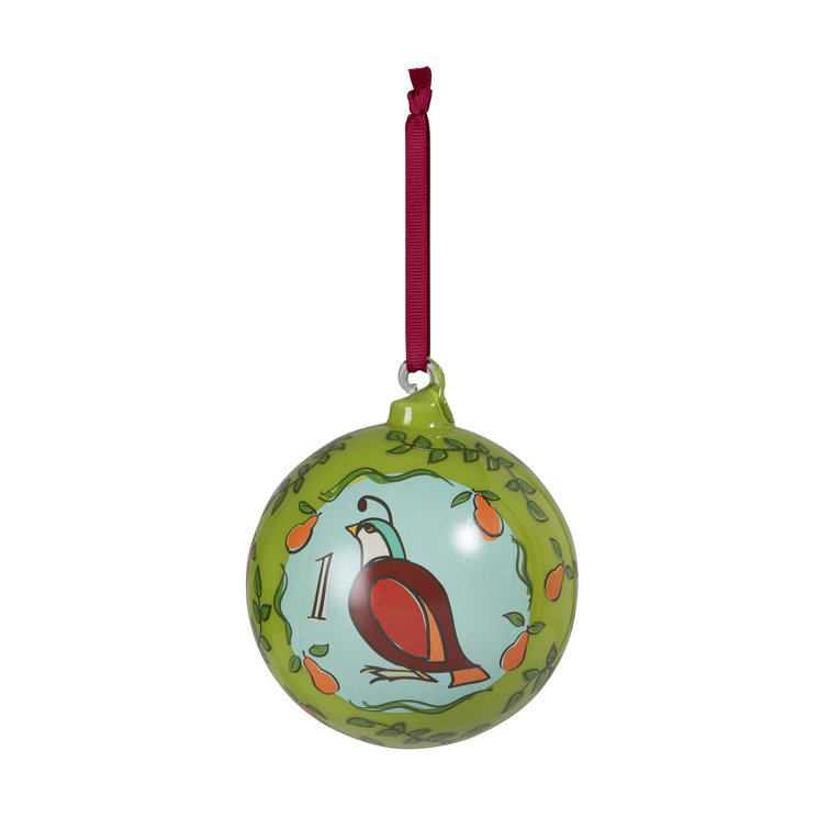 12 Days of Christmas Multicolor Glass Ball Ornament Set