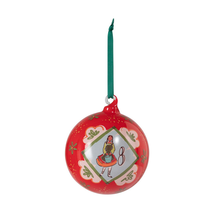 12 Days of Christmas Multicolor Glass Ball Ornament Set