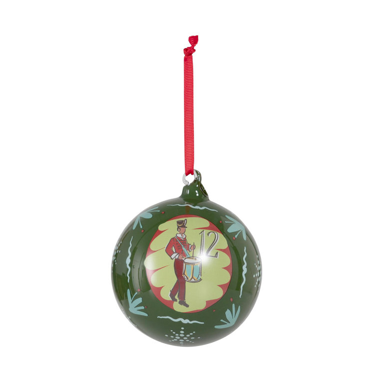 12 Days of Christmas Multicolor Glass Ball Ornament Set