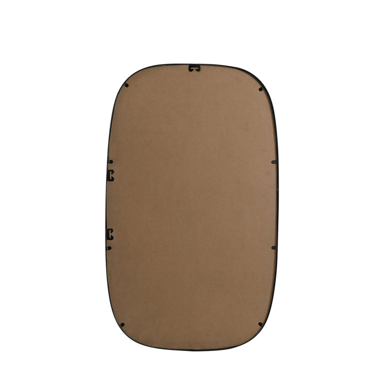 Black Metal Frame Oval Wall Mirror 24 x 40 Inch