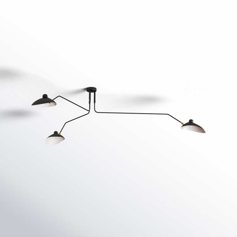 Black Metal 3-Light Adjustable Mid-Century Modern Chandelier