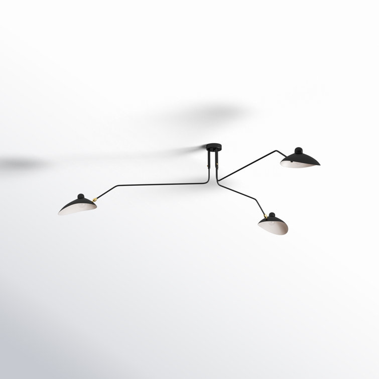 Black Metal 3-Light Adjustable Mid-Century Modern Chandelier