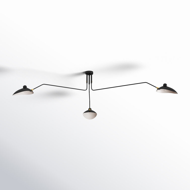 Black Metal 3-Light Adjustable Mid-Century Modern Chandelier