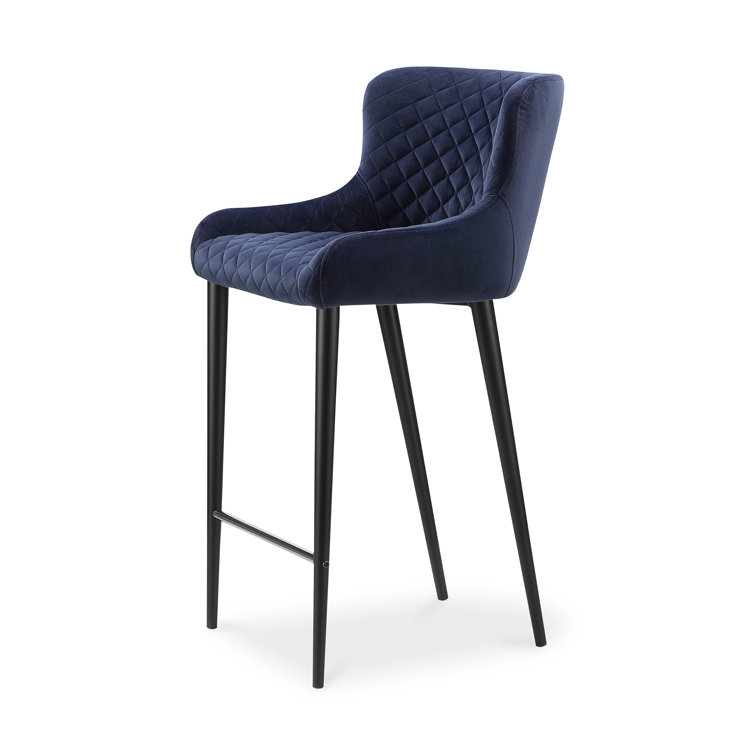 Etta 18'' Wide Dark Blue Velvet Tufted Counter Stool