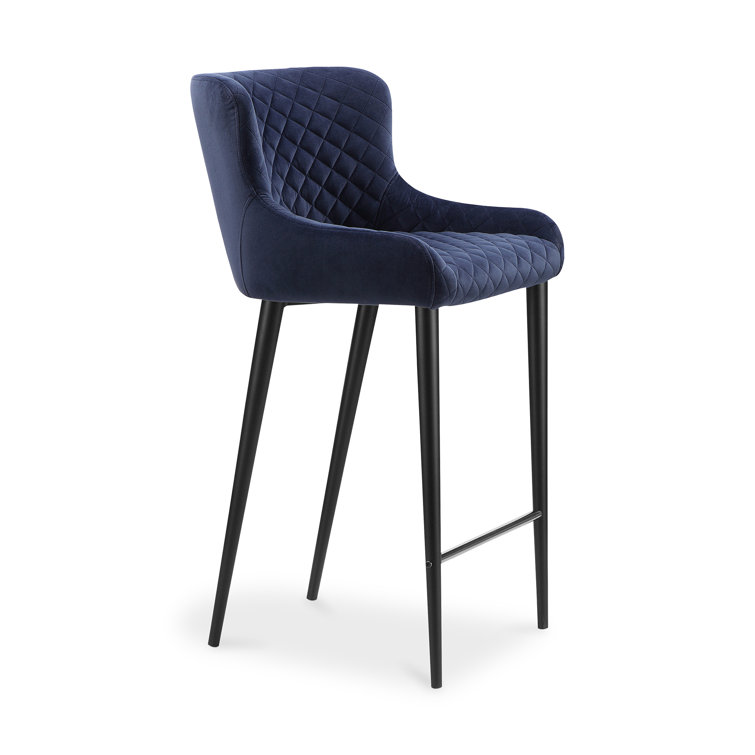 Etta 18'' Wide Dark Blue Velvet Tufted Counter Stool