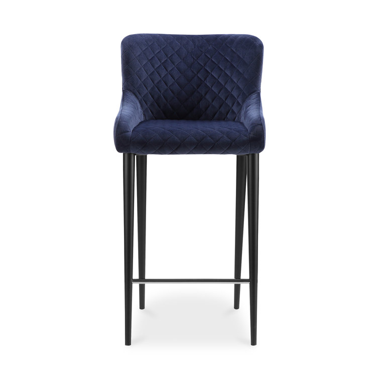 Etta 18'' Wide Dark Blue Velvet Tufted Counter Stool
