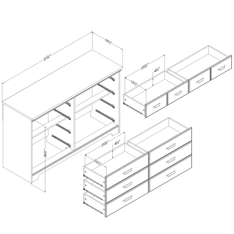 Gray Double 8-Drawer Cottage Nursery Dresser