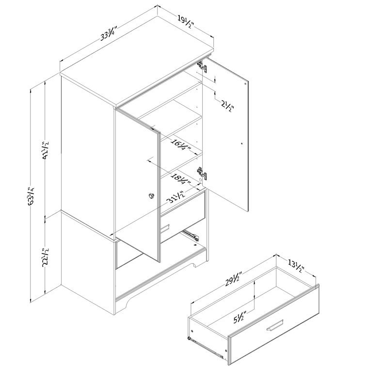 Versa Gray Maple 2-Door Armoire with Drawers