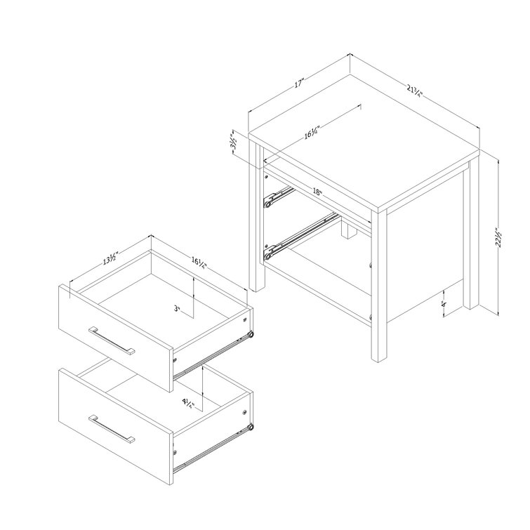 Gravity Rubbed Black 2-Drawer Contemporary Nightstand