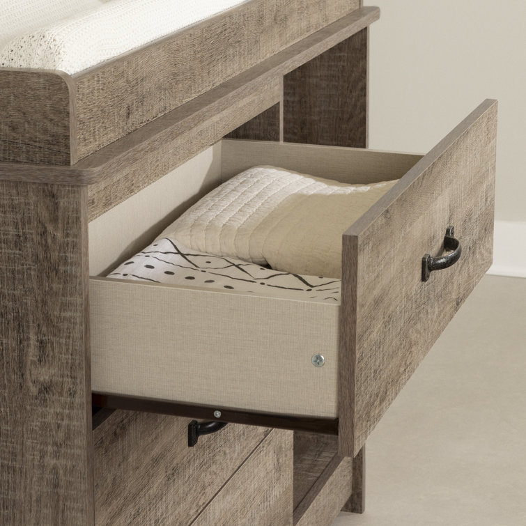 Weathered Oak Rustic Farmhouse Changing Table with Drawers