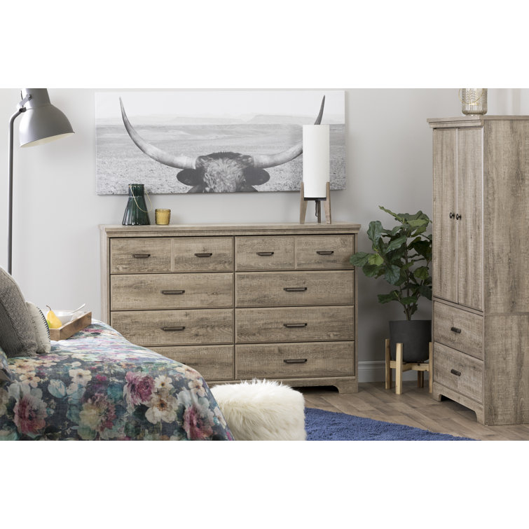 Cottage Charm Weathered Oak Double Dresser with Soft Close Drawers