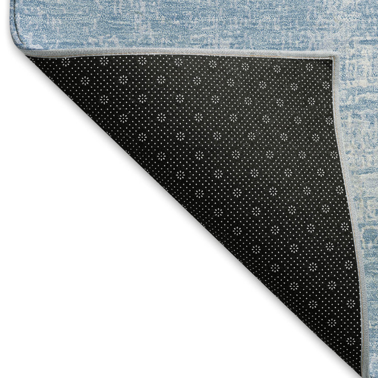Premium Blue Rectangular Synthetic Washable Rug 3' x 5'