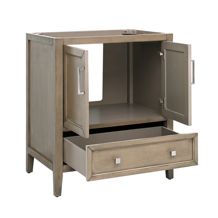 Gray Oak Single Sink Vanity with Carrara White Marble Top