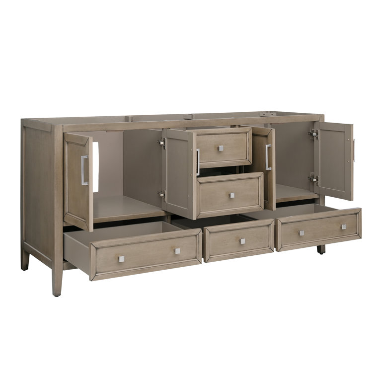 Gray Oak Double Vanity with Carrara White Marble Top