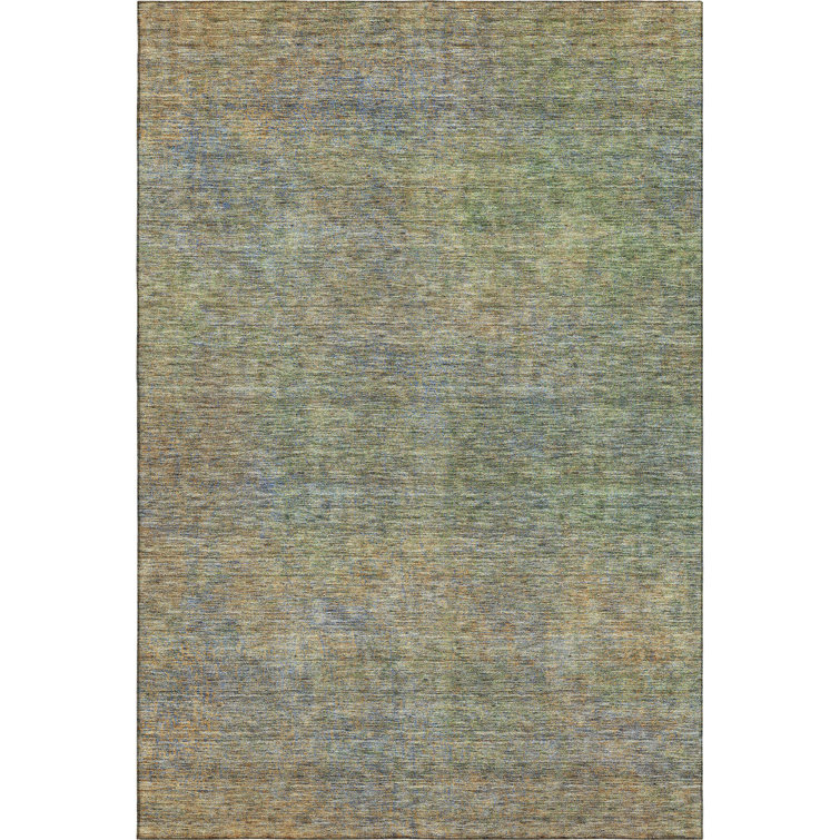 Premium Machine Washable Green Microfiber Rectangular Rug