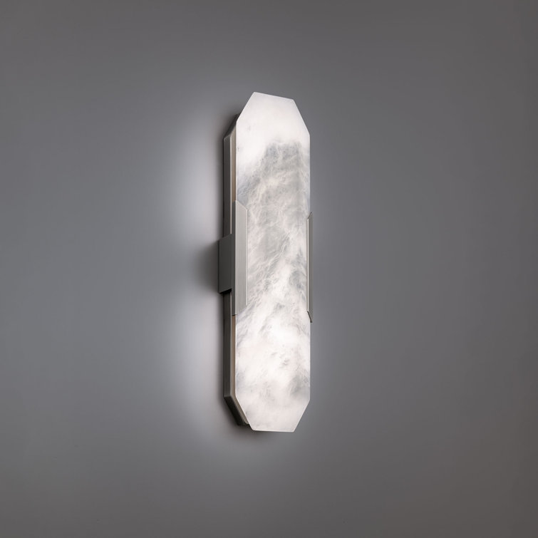 Elegant Alabaster Shade Antique Nickel Dimmable LED Sconce