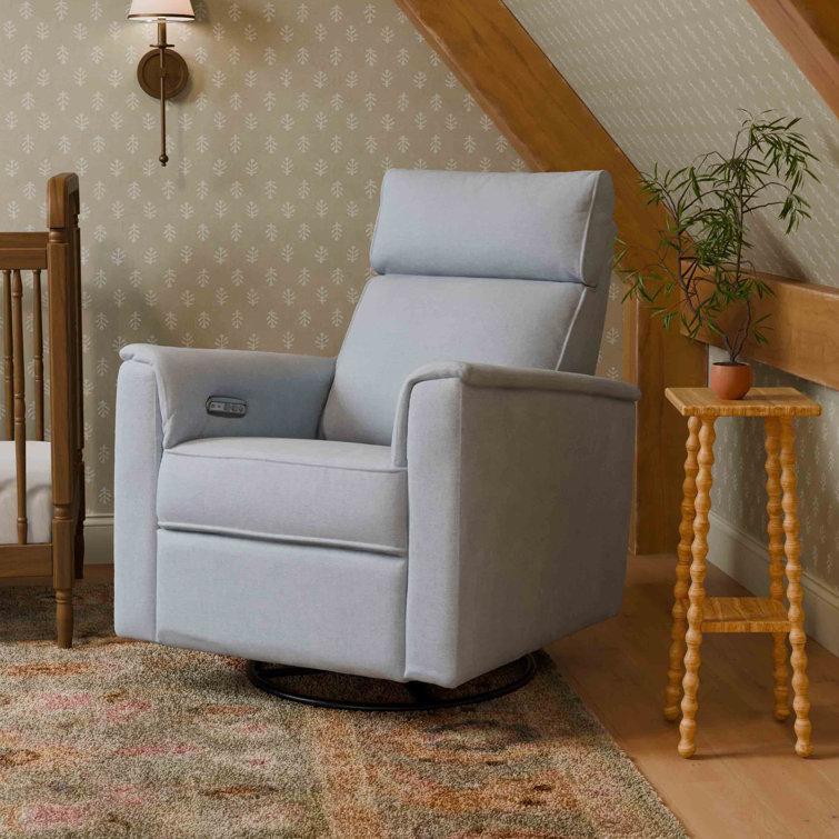 Chambray Eco-Twill Power Recliner with Swivel and Glider