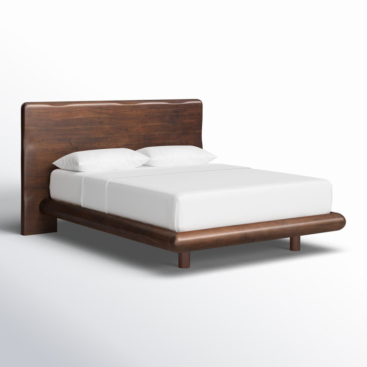 Rustic Brown Acacia Queen Bed with Headboard and Drawer