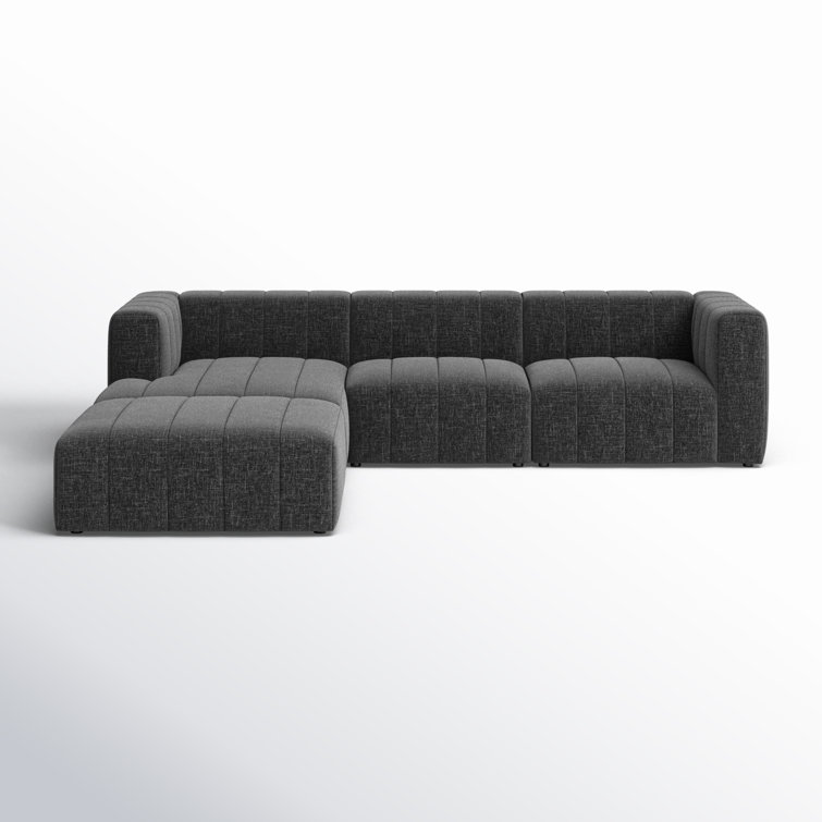 Saxon Charcoal Gray Modular L-Shaped Sectional with Ottoman
