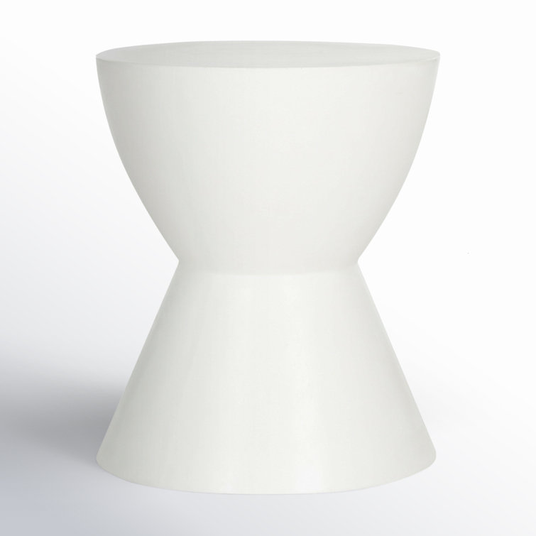 Athena Ivory Round Concrete Accent Table - Transitional Style