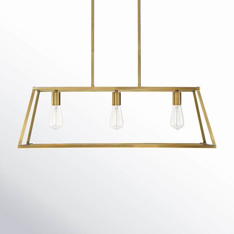 Denton Warm Brass 3-Light Linear Chandelier