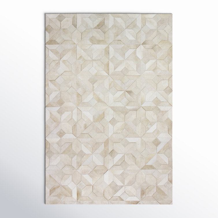 Lux Gray Geometric Handcrafted Cowhide 4' x 6' Area Rug