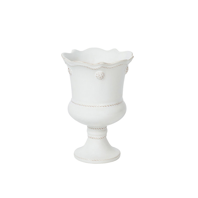 White Ceramic Pedestal Vase for Bouquets, 5" Height