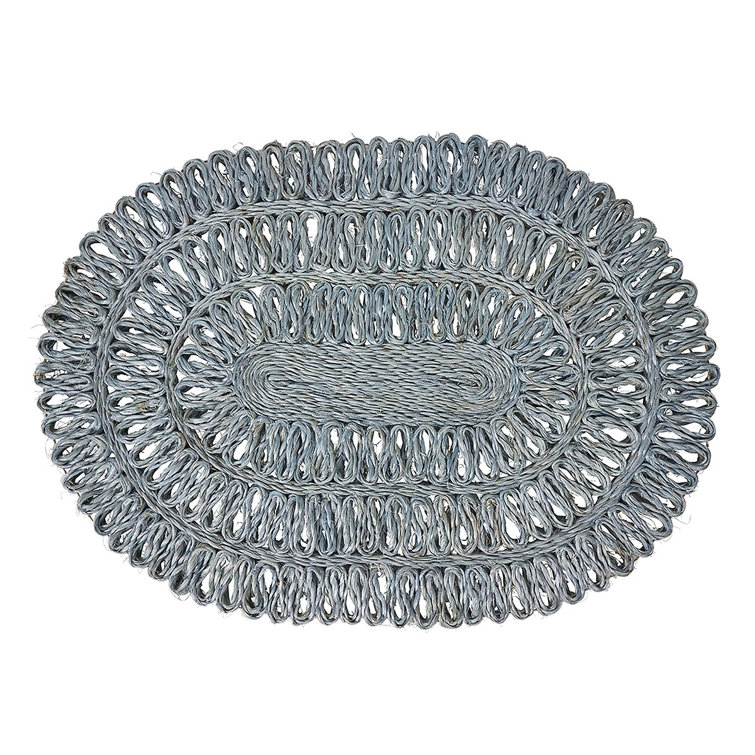 Chambray Oval Handwoven Straw Loop Placemat