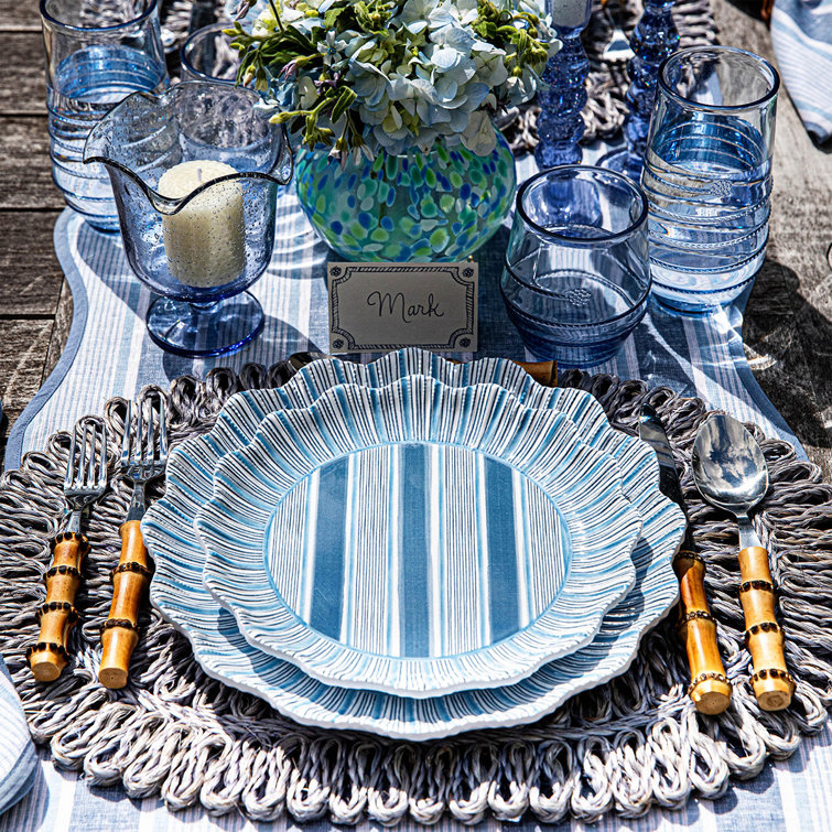 Chambray Oval Handwoven Straw Loop Placemat