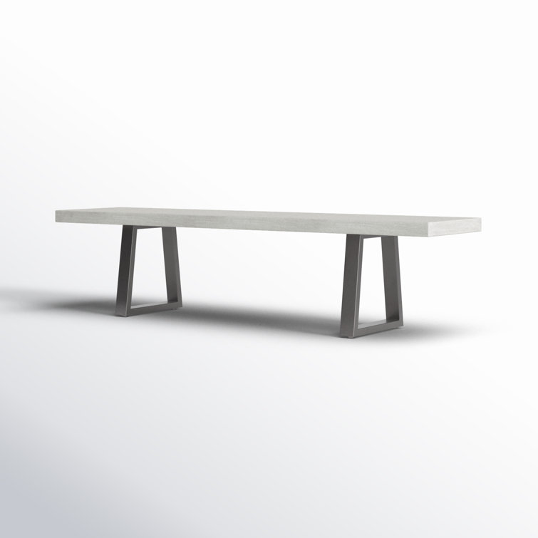 Gray Lava Stone Top Indoor/Outdoor Dining Bench with Iron Legs