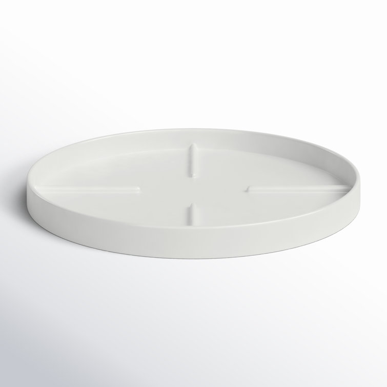 White Matte Round Plant Saucer Stand, 14.75" Diameter