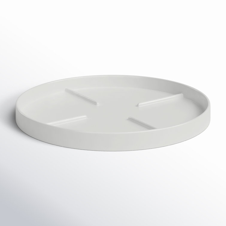 White Matte Round Plant Saucer Stand, 14.75" Diameter