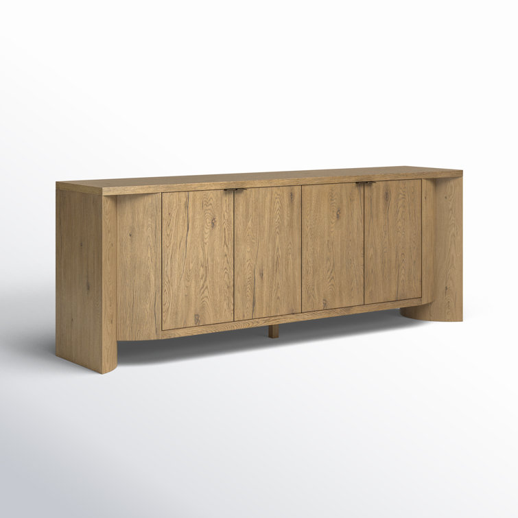 Weslyn Light Oak and Bronze 84" Sideboard with Adjustable Shelves