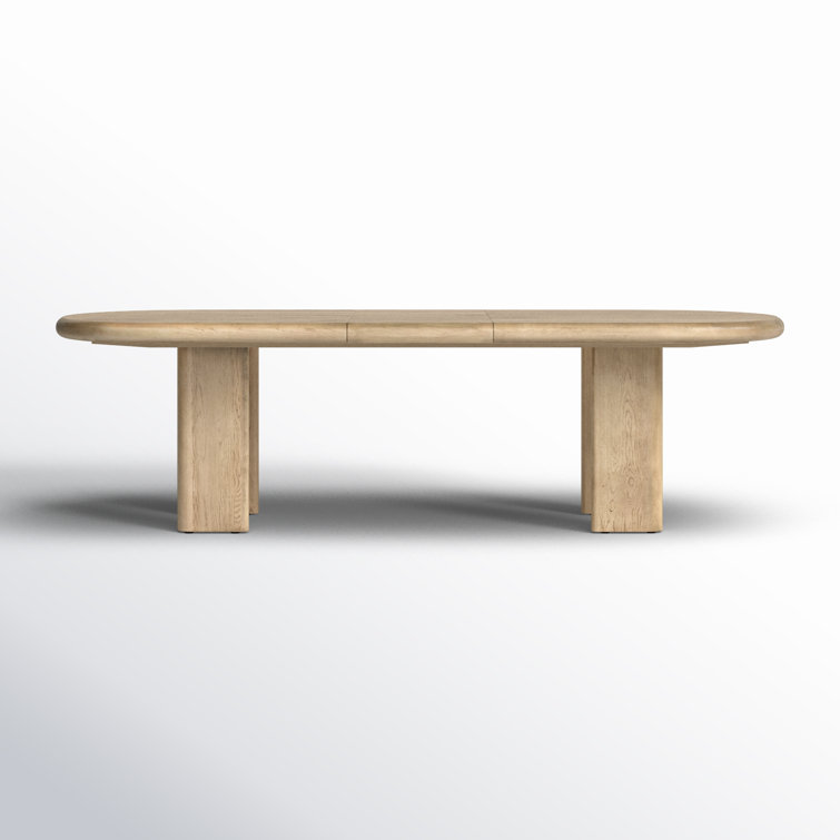 Light Oak Extendable Oval Dining Table with Solid Wood Base