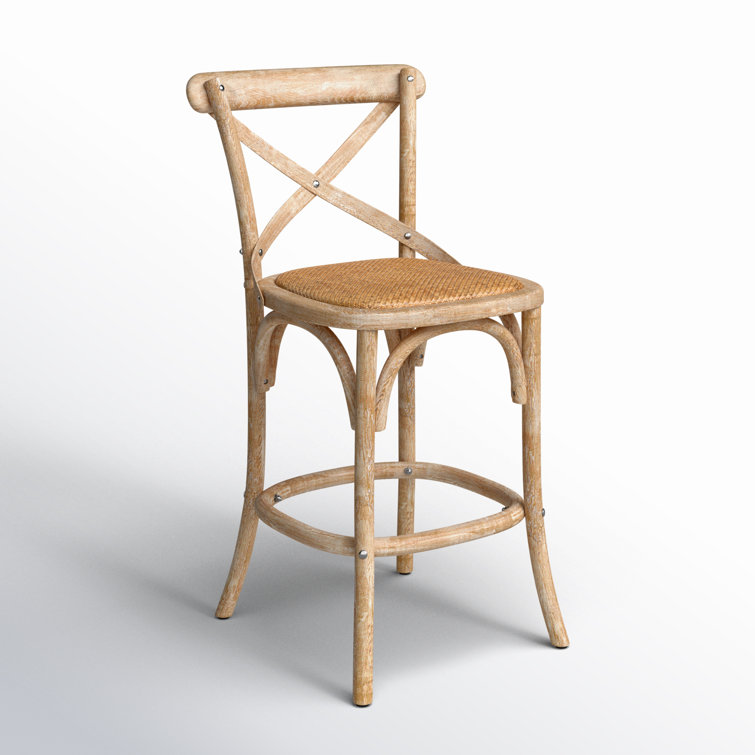 Natural Oak and Banana Leaf Woven Counter Stool