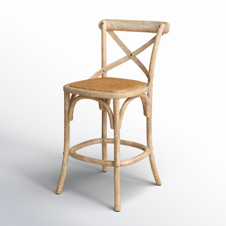 Natural Oak and Banana Leaf Woven Counter Stool